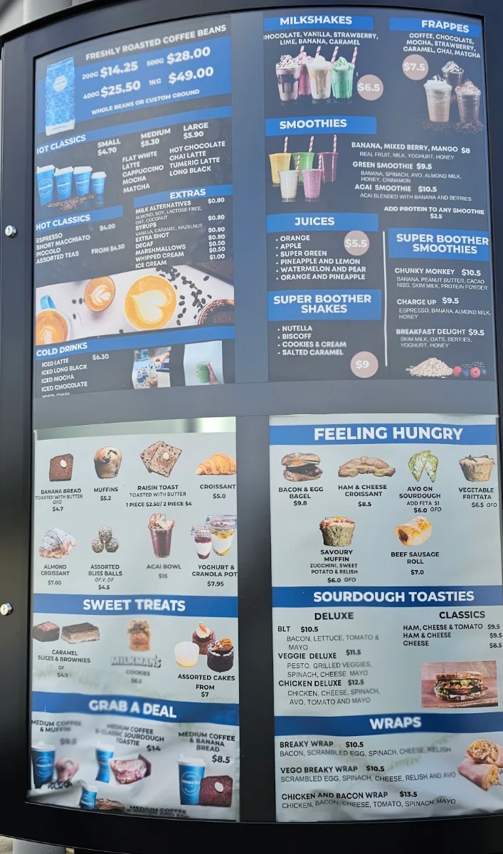 Menu, Coffee Boothers Upper Coomera
