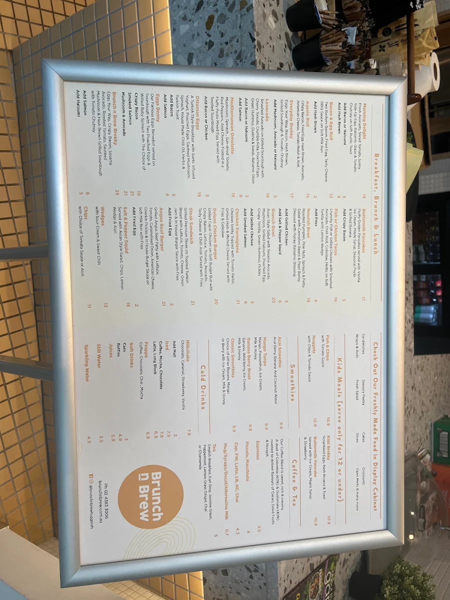 Menu, Brunch N Brew @ Home Co Tuggerah