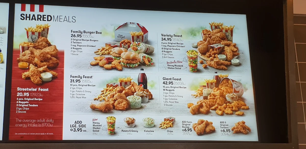 Menu, KFC Beaudesert