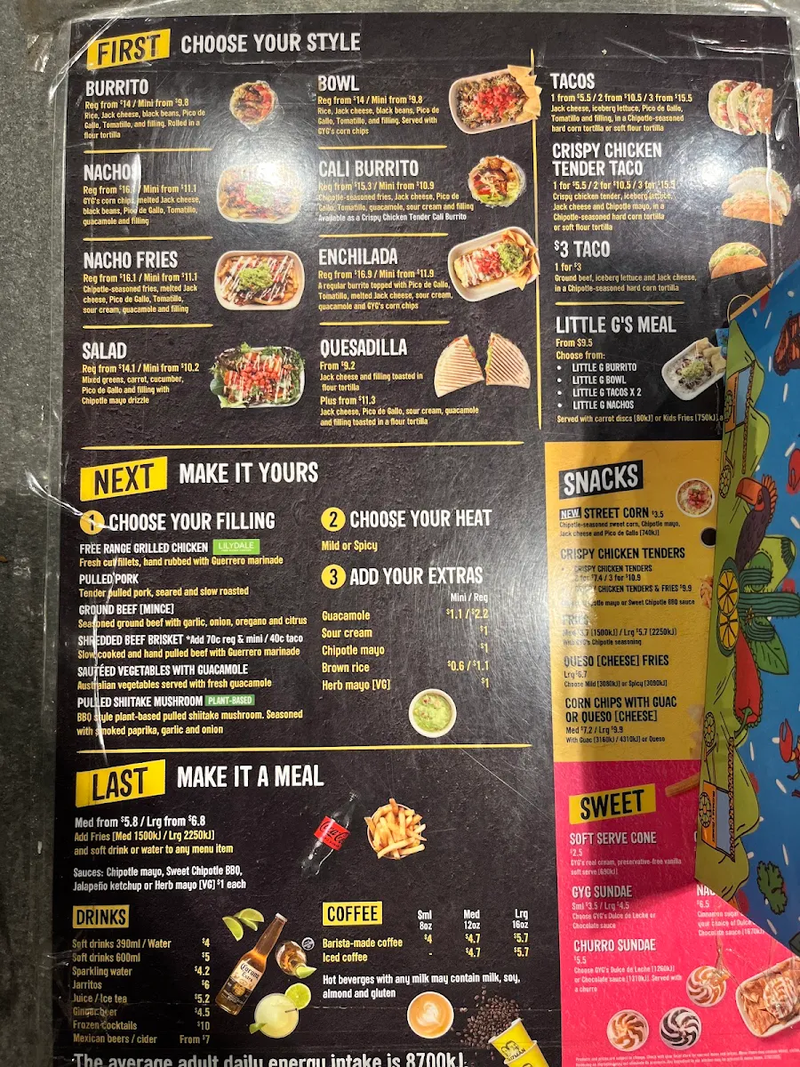 Menu, Guzman y Gomez - Rhodes