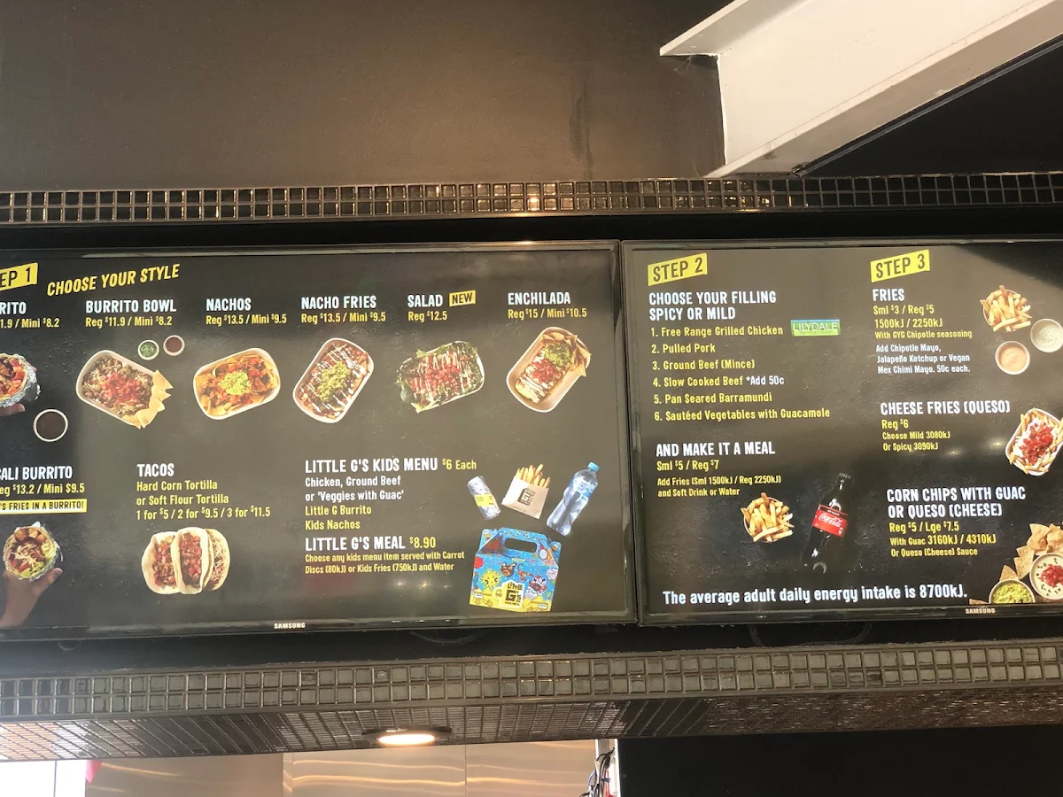 Menu, Guzman y Gomez - Rhodes