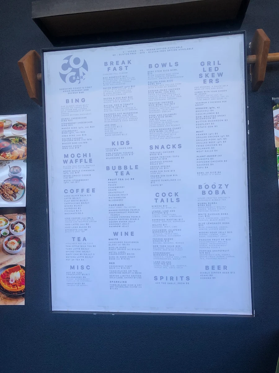 Menu, Coca Bar | Cafe