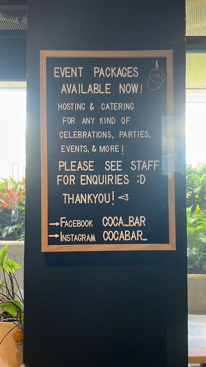 Menu, Coca Bar | Cafe