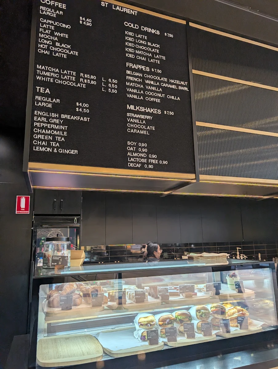 Menu, St Laurent Coffee Macquarie University