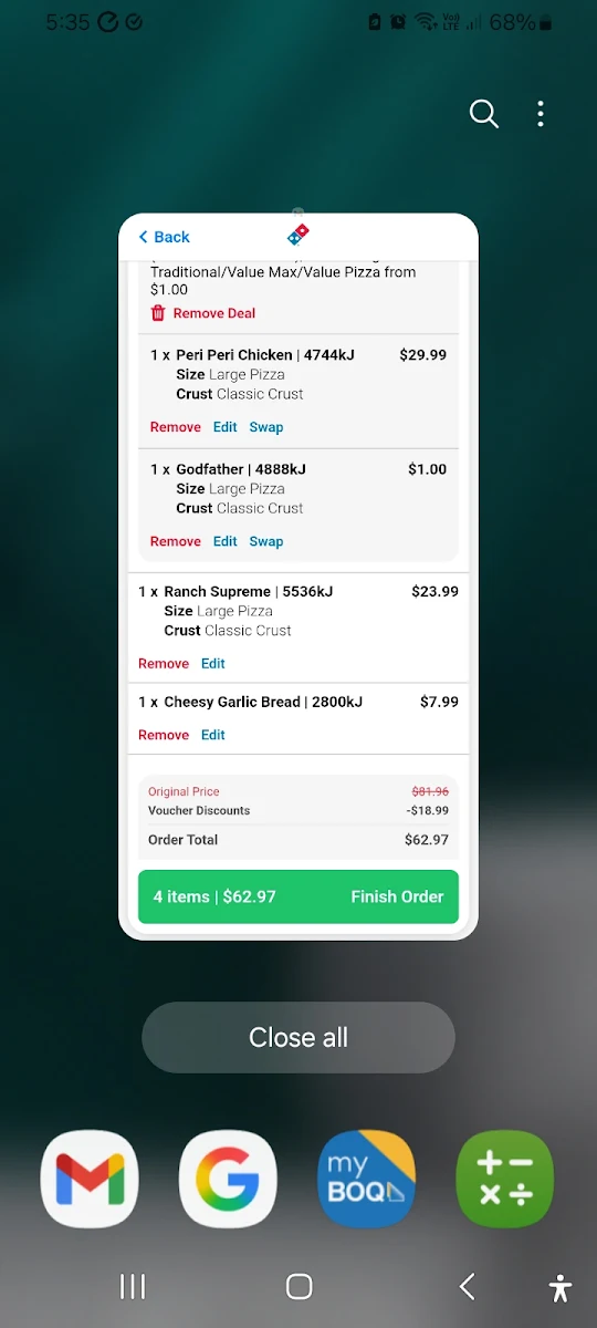 Menu, Domino's Pizza Burpengary