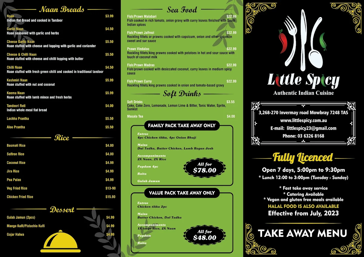 Menu, Little spicy - Authentic Indian cuisine