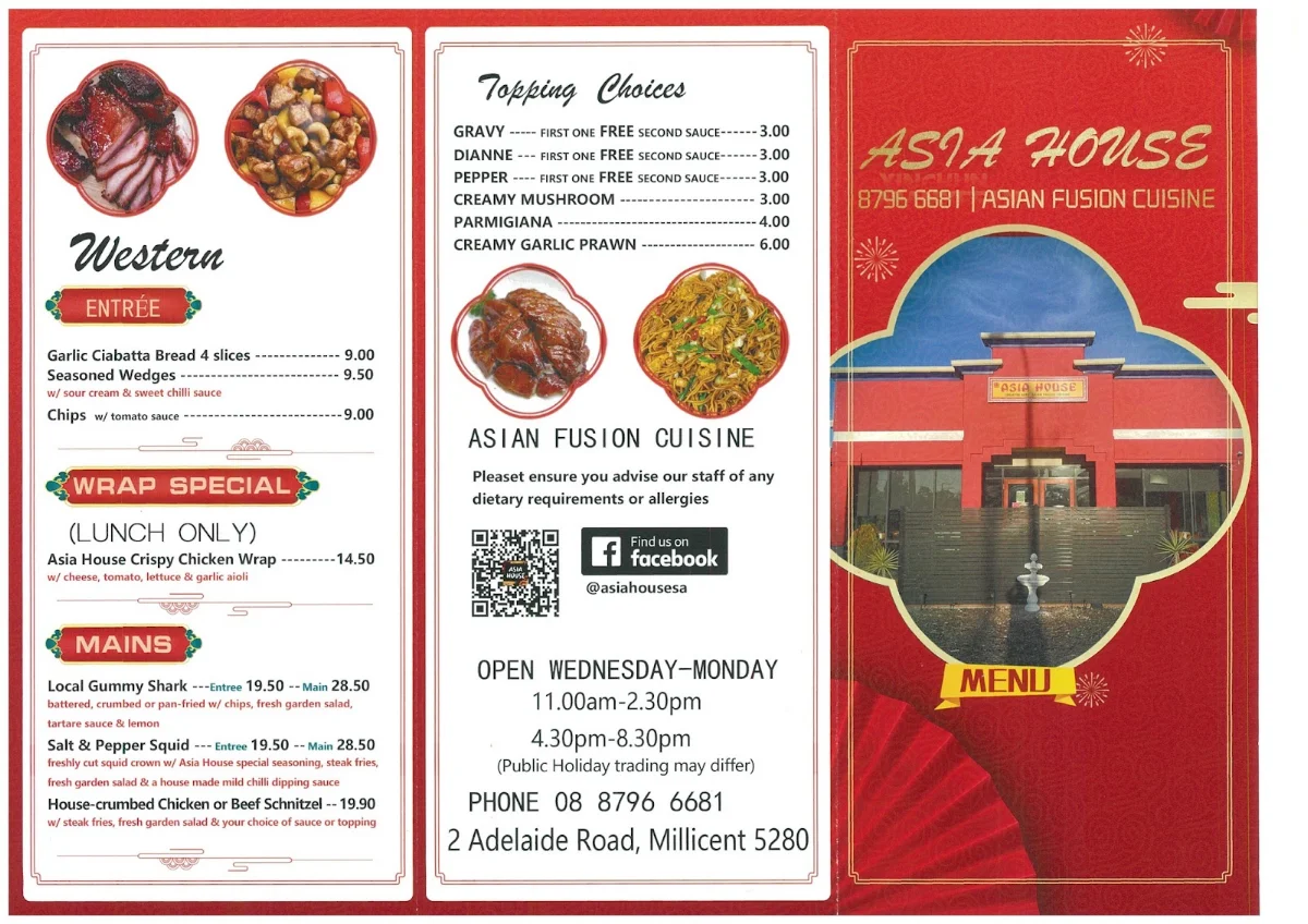 Menu, Asia House