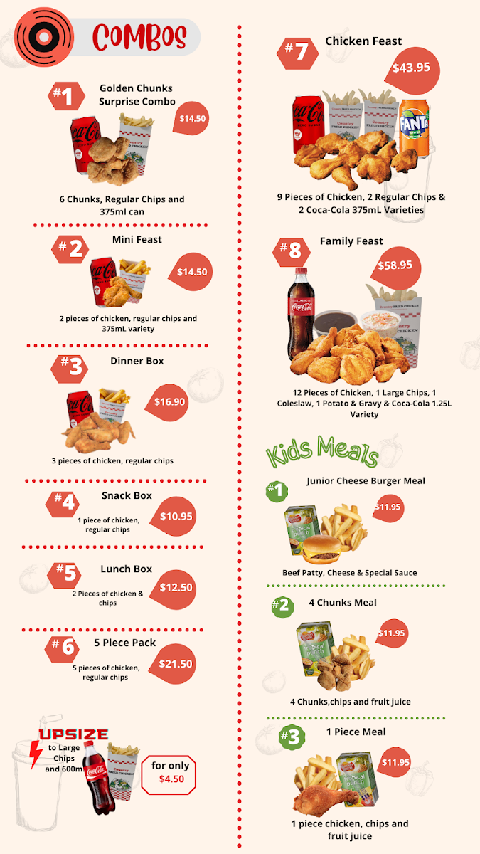 Menu, Kicky’s Take-Away Halls Creek