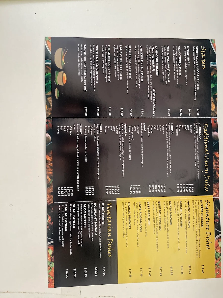 Menu, Hamilton Curry Bowl