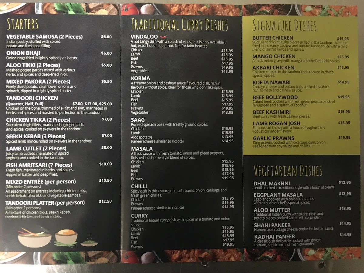 Menu, Hamilton Curry Bowl