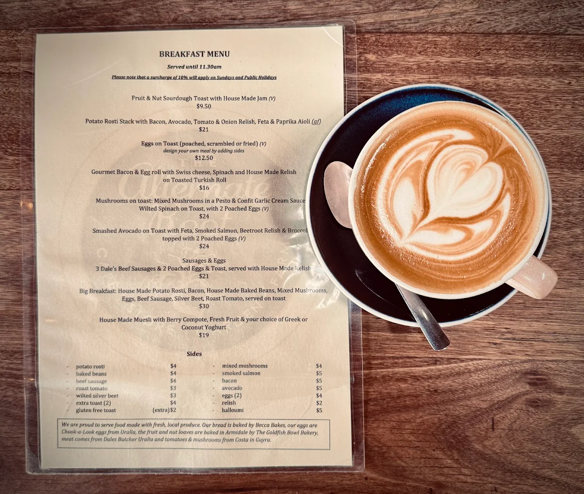 Menu, The Alternate Root Cafe