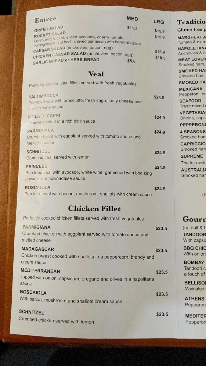 Menu, La Piazza