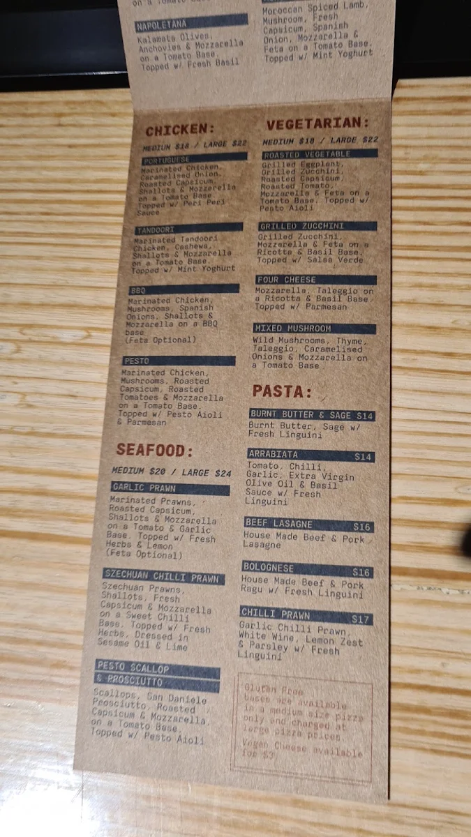Menu, Pizza Deli