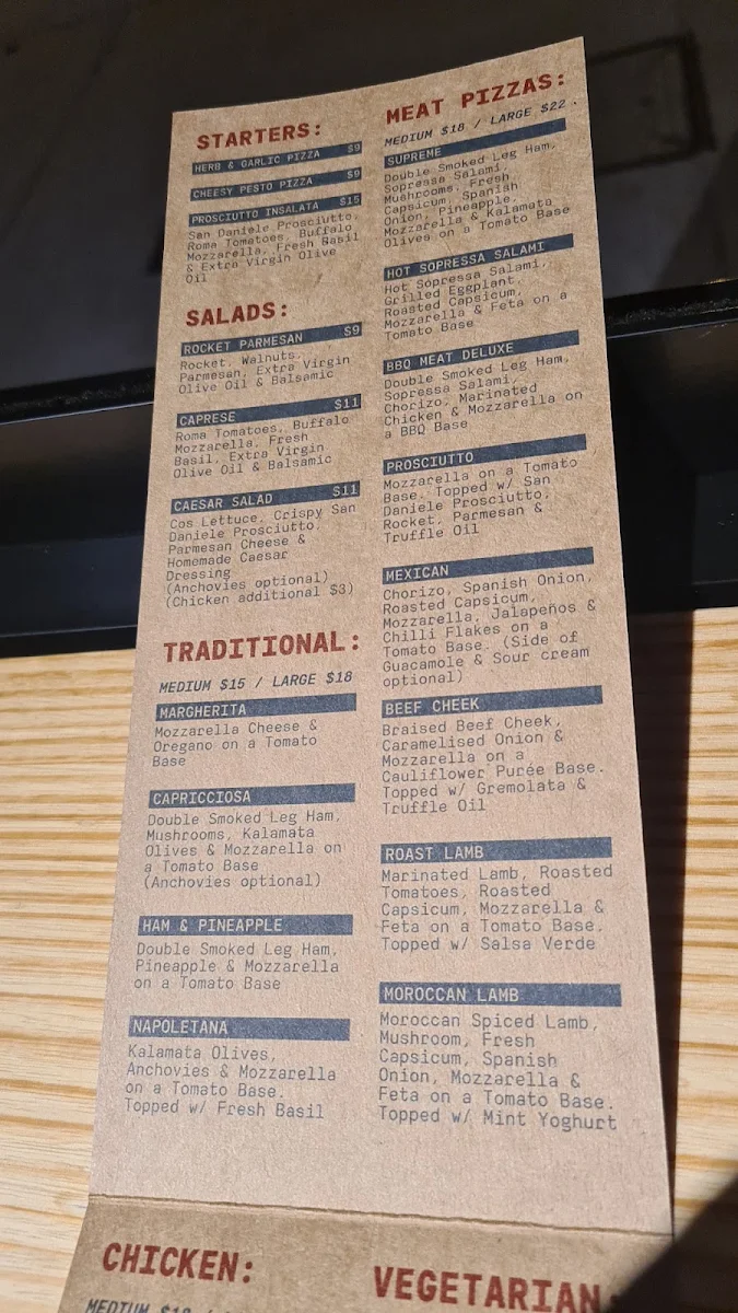 Menu, Pizza Deli
