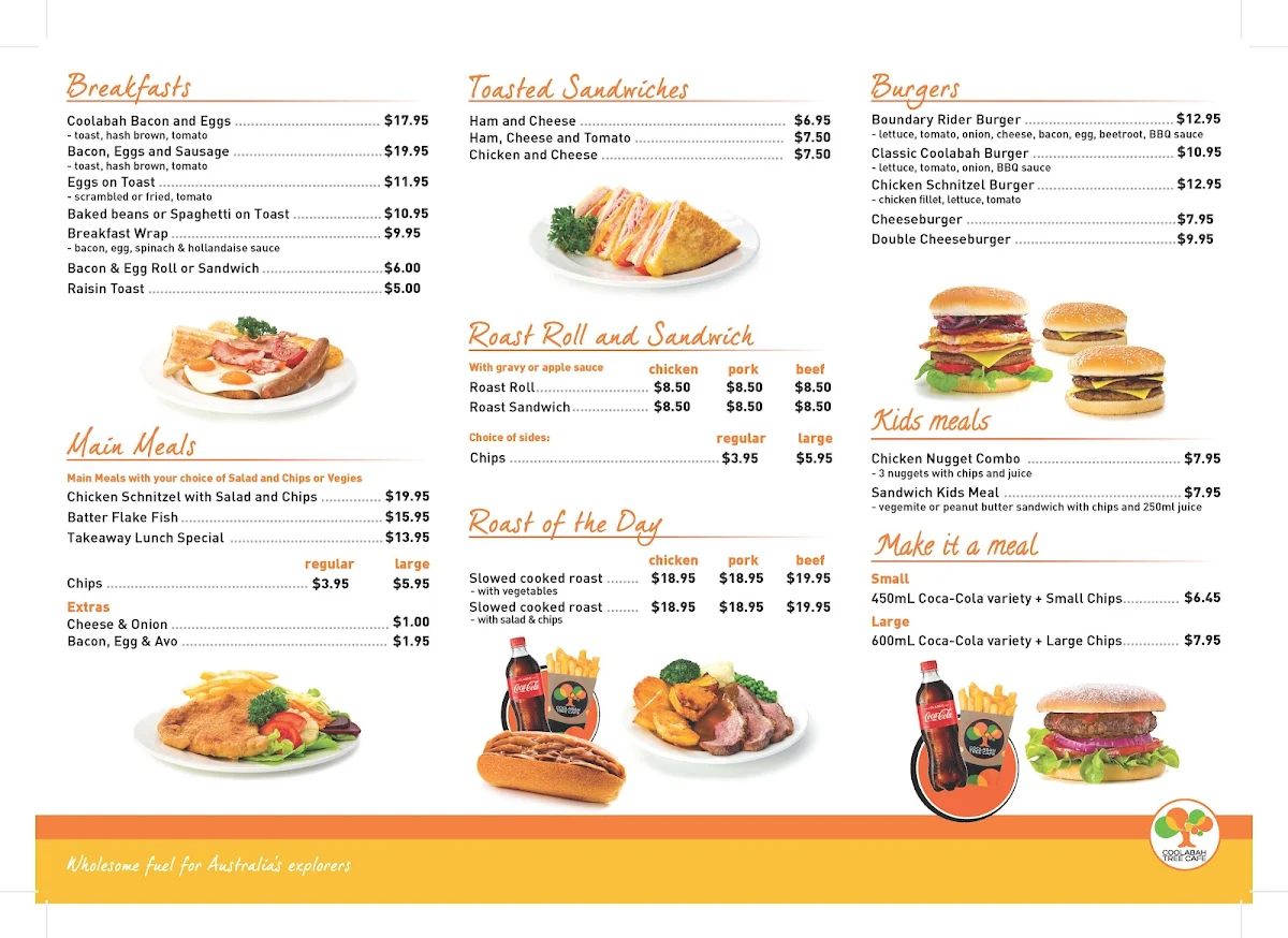 Menu, Coolabah Tree Cafe Colac East