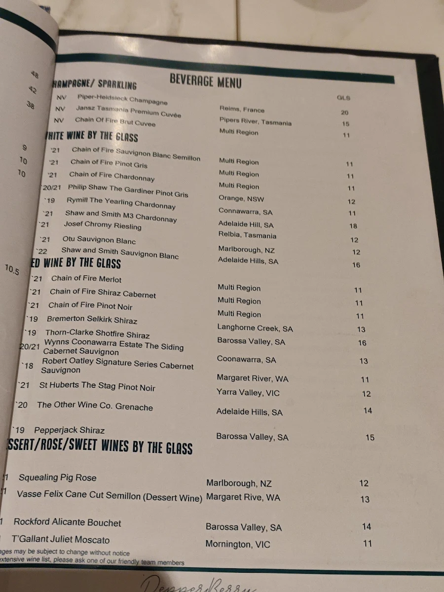 Menu, PepperBerry Restaurant