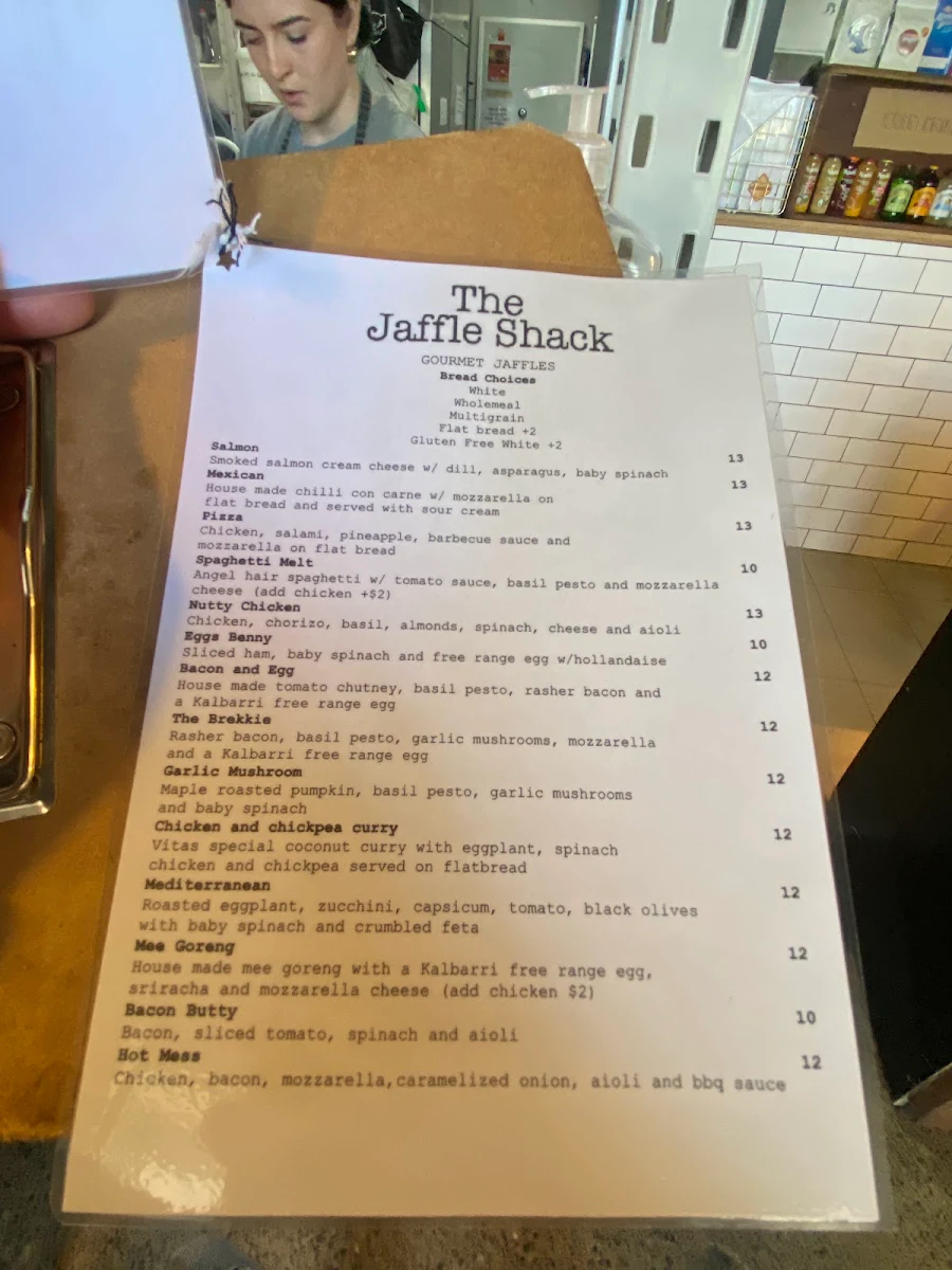 Menu, The Jaffle Shack