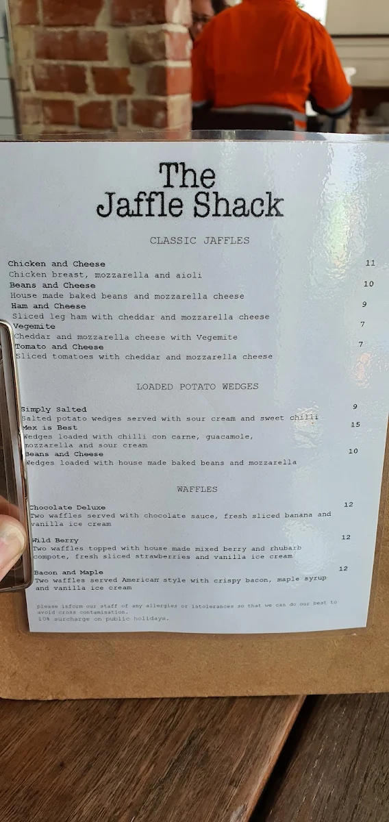 Menu, The Jaffle Shack