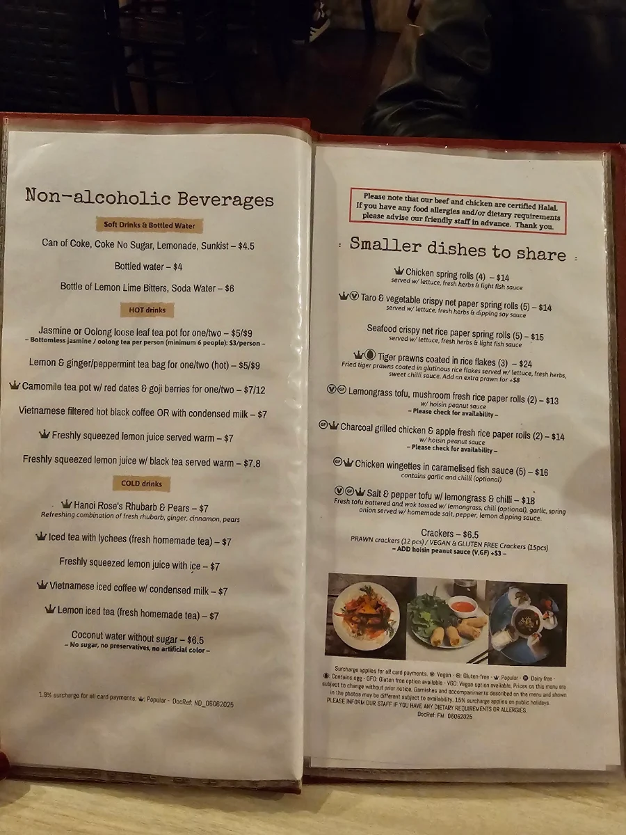 Menu, Hanoi Rose