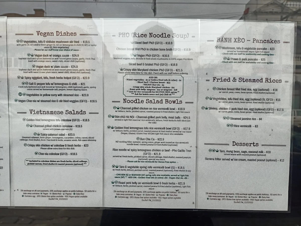 Menu, Hanoi Rose