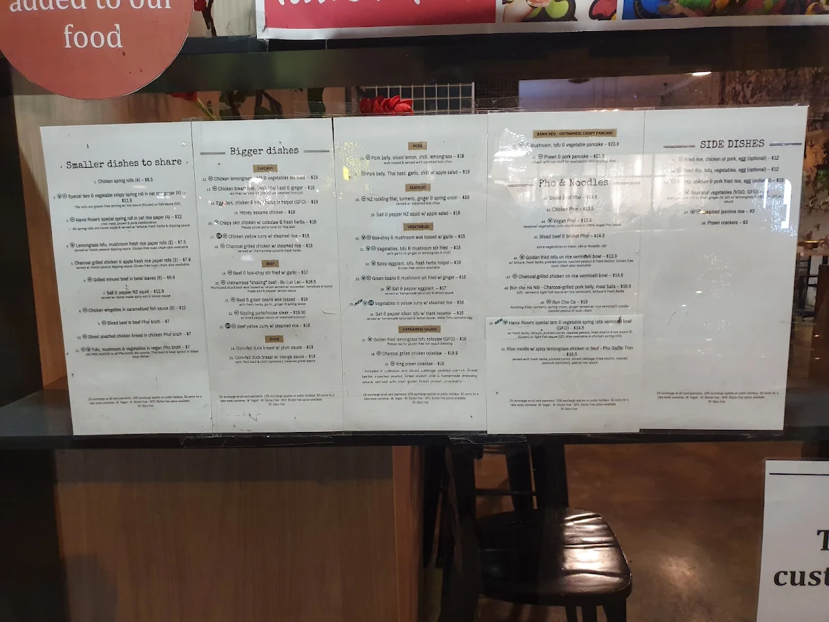 Menu, Hanoi Rose