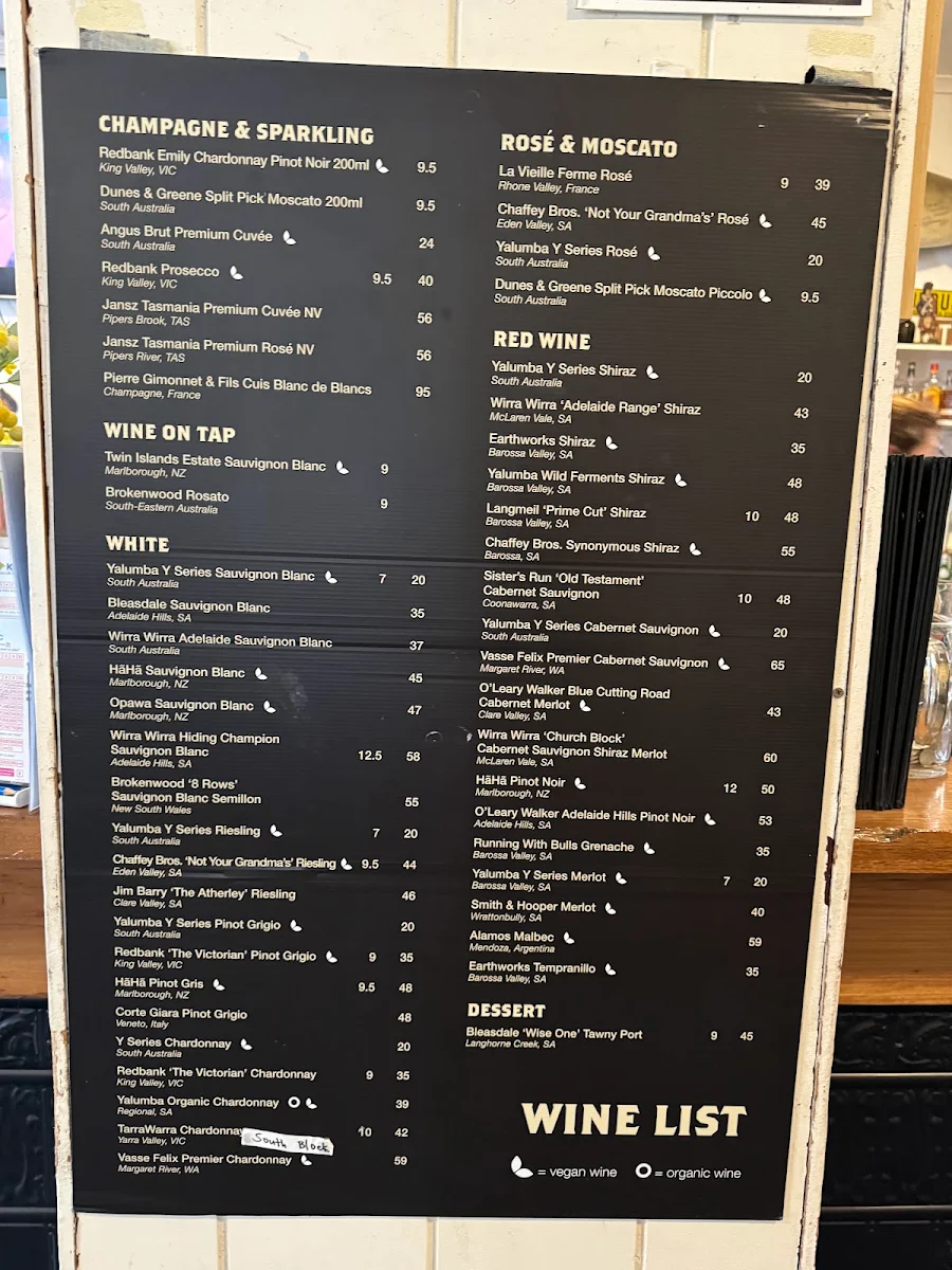 Menu, The Friendly Inn Hotel