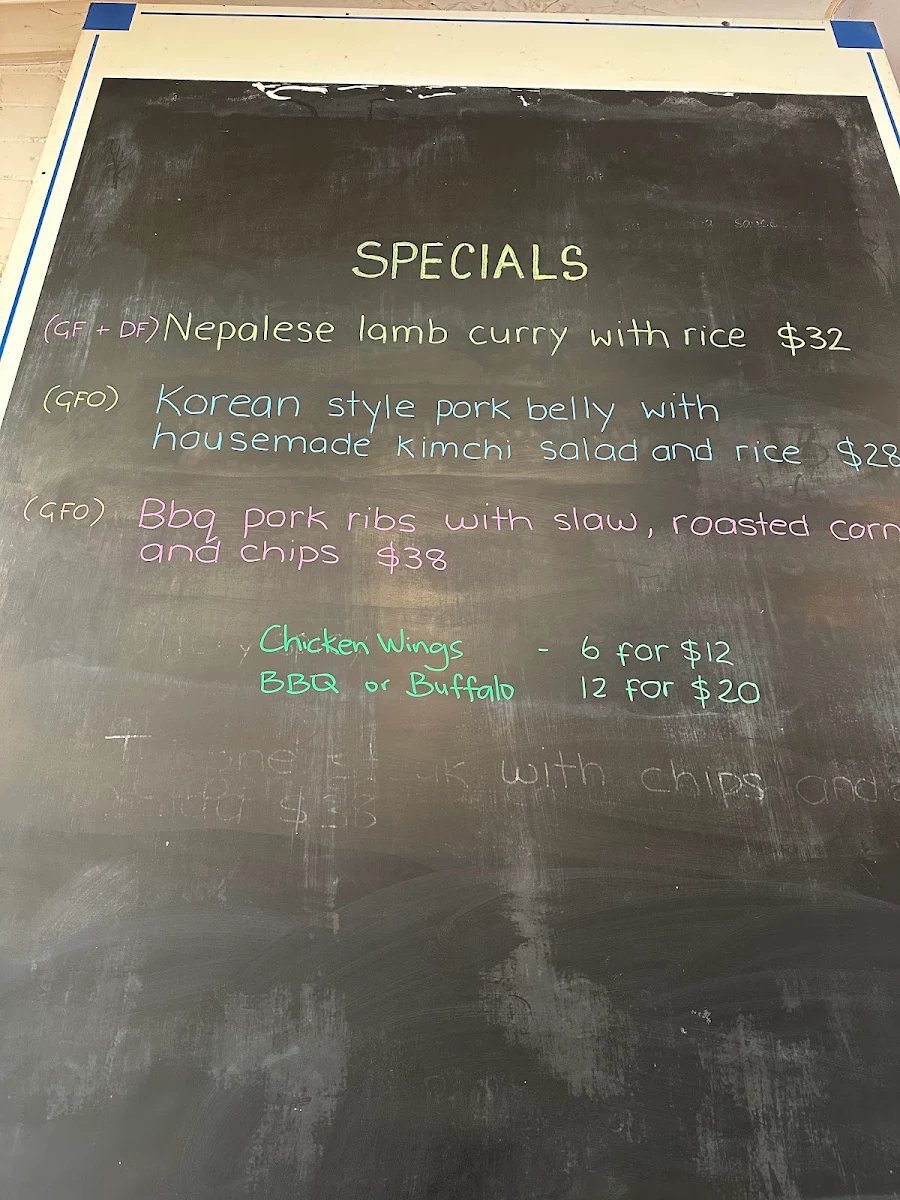 Menu, The Friendly Inn Hotel