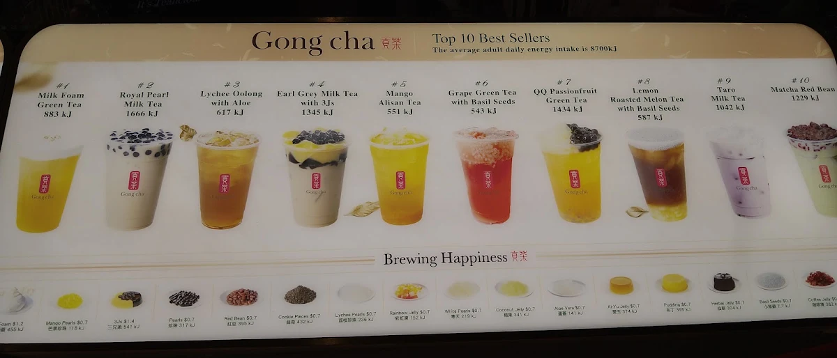 Menu, Gong Cha | Ingleburn