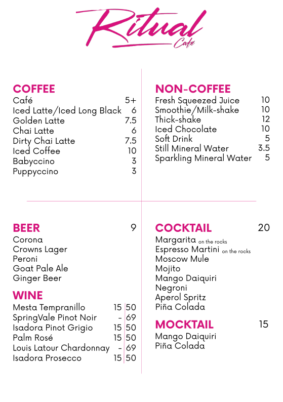 Menu, Ritual Café