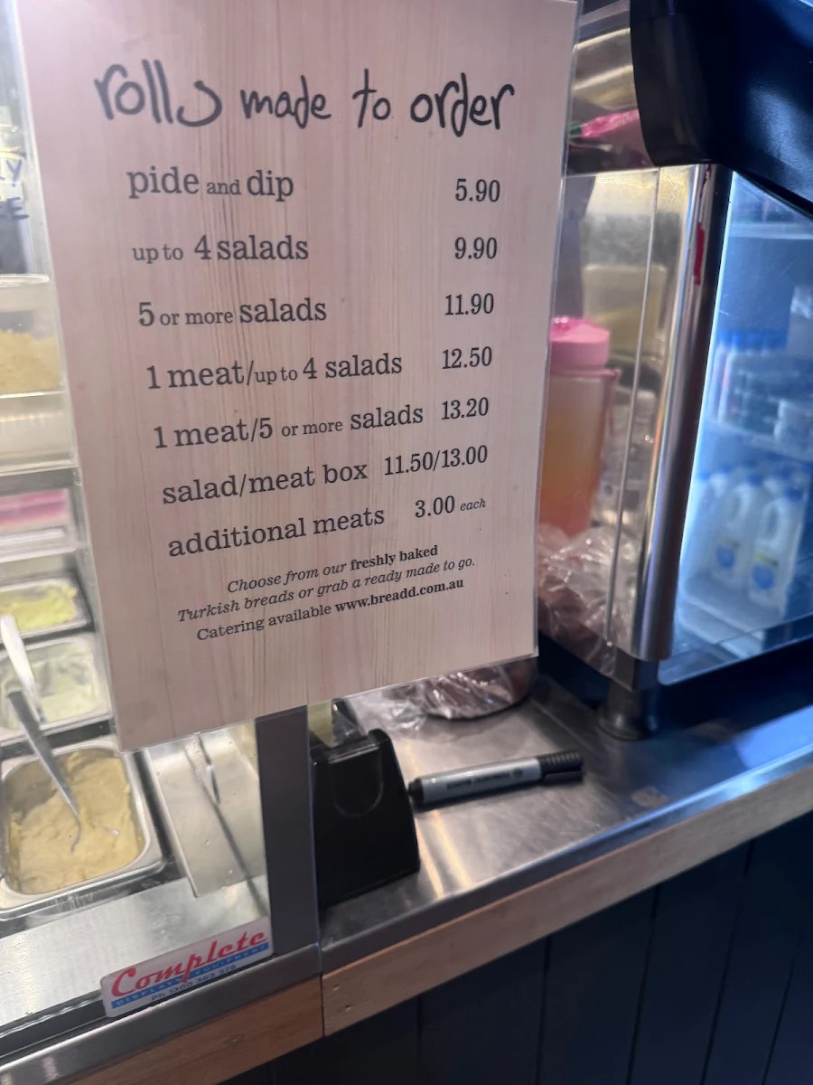 Menu, Breadd