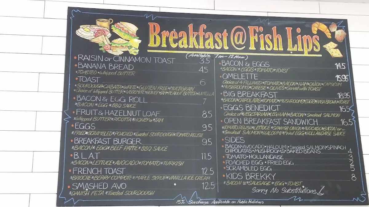 Menu, Fish Lips (Ferny Hills)