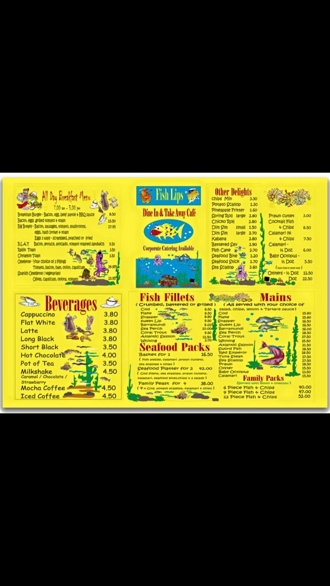 Menu, Fish Lips (Ferny Hills)