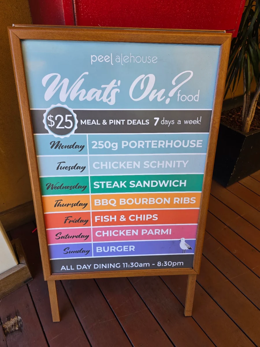 Menu, Peel Alehouse