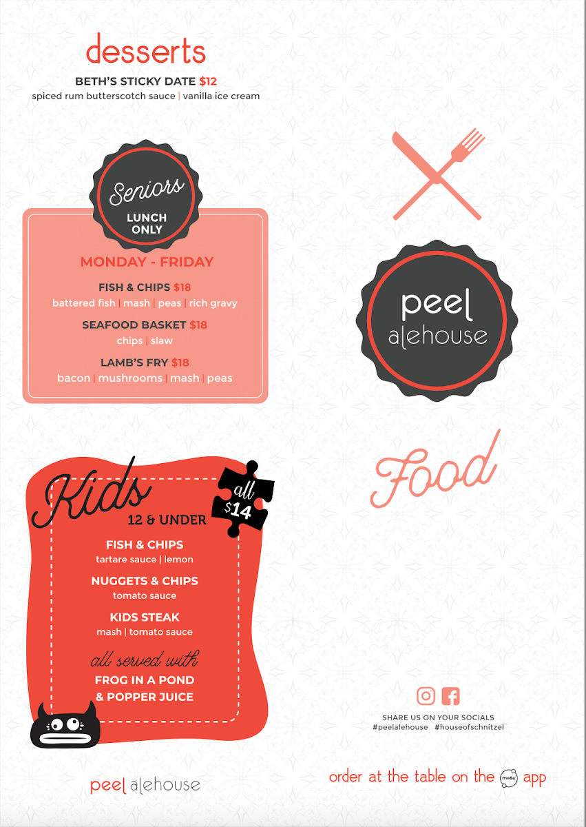Menu, Peel Alehouse