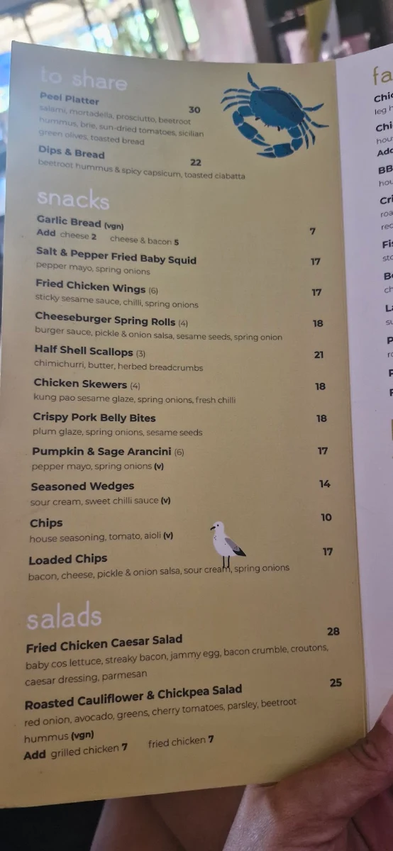 Menu, Peel Alehouse