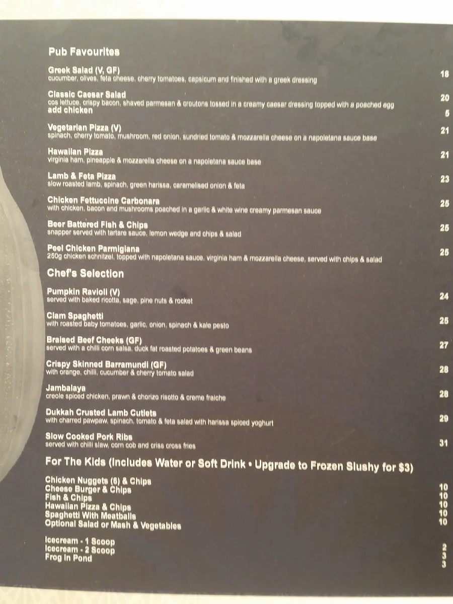 Menu, Peel Alehouse
