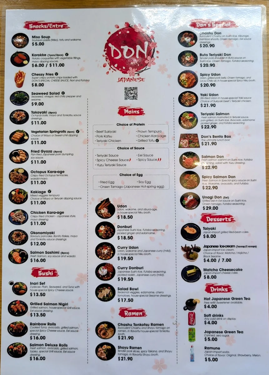 Menu, Don Japanese Restaurant