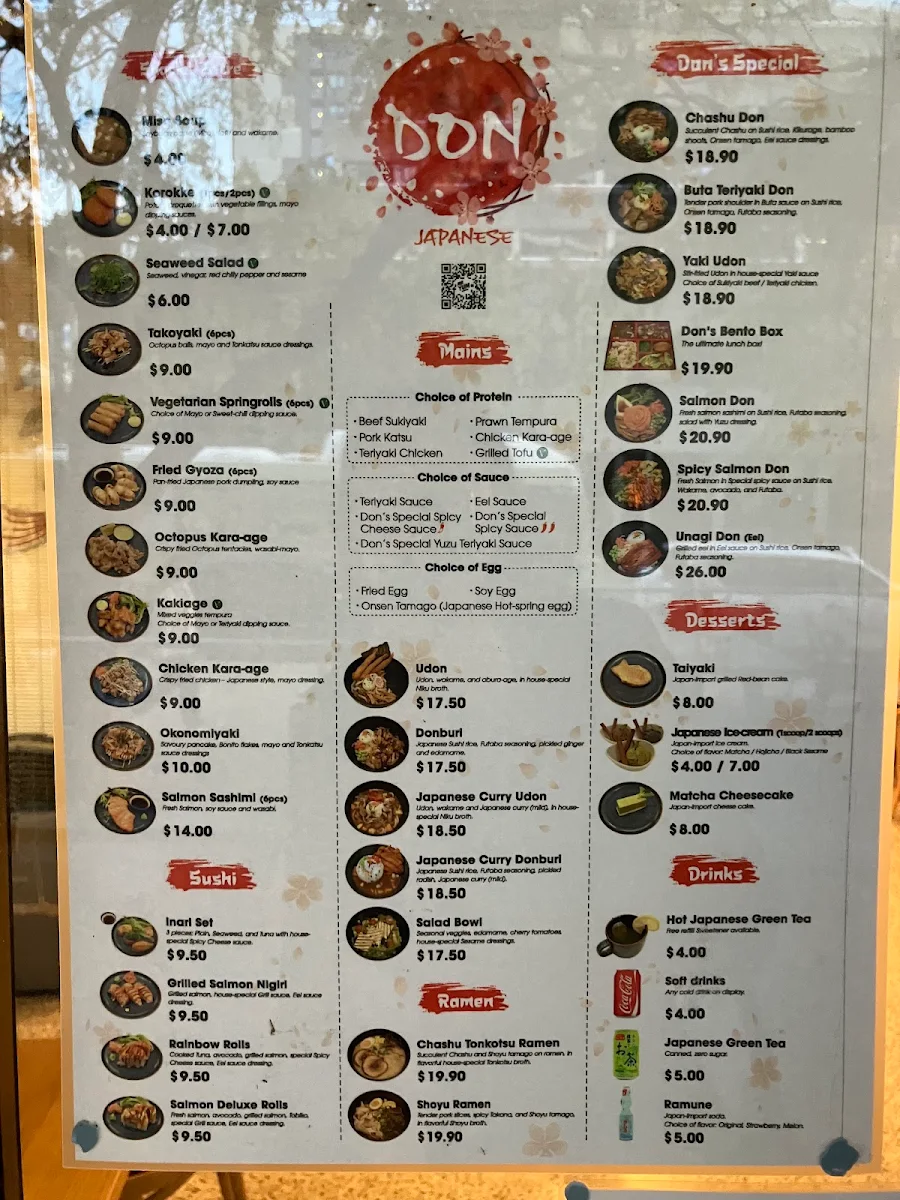 Menu, Don Japanese Restaurant