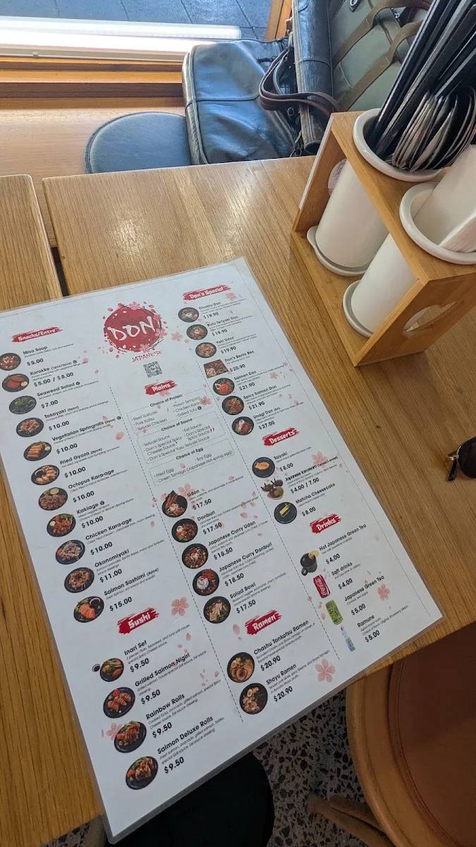 Menu, Don Japanese Restaurant