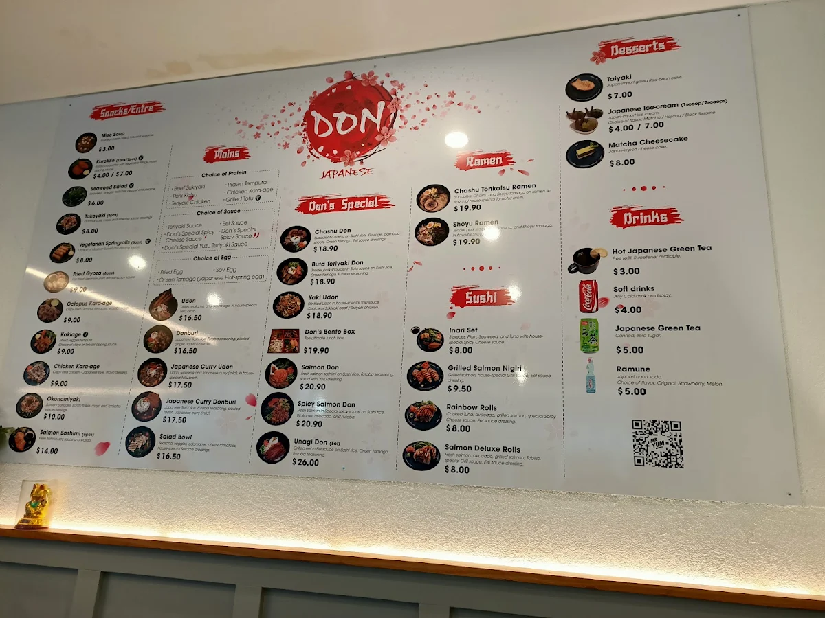 Menu, Don Japanese Restaurant