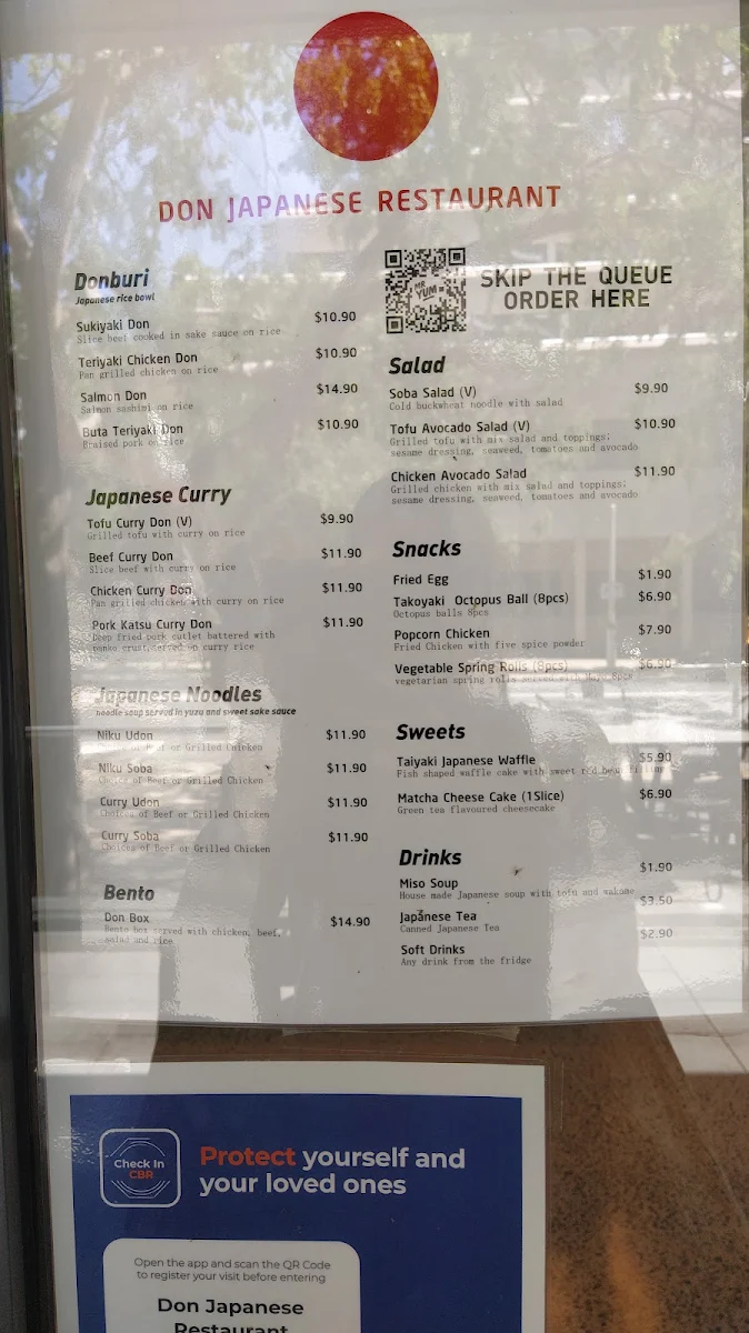 Menu, Don Japanese Restaurant