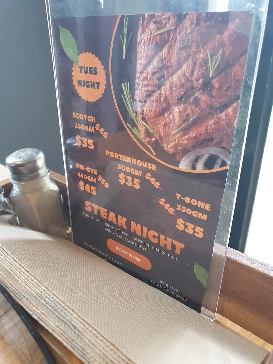 Menu, Royal Mail Hotel Whittlesea