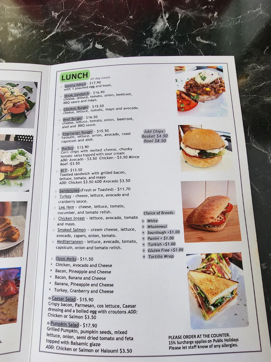 Menu, Black Swan Coffee House