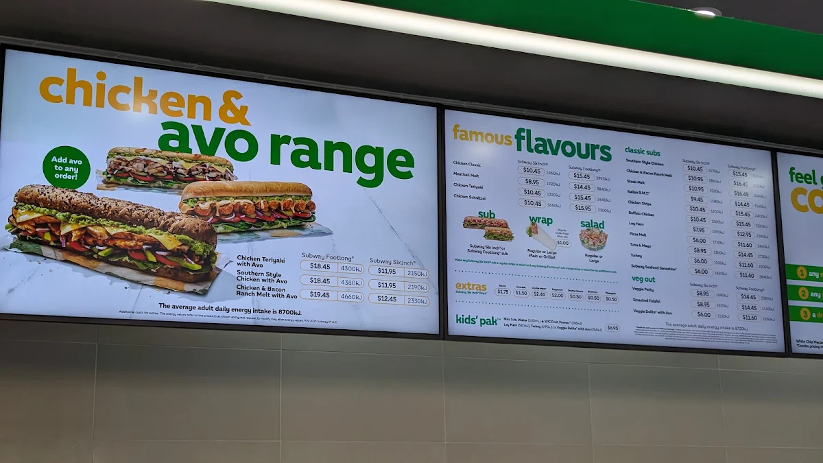 Menu, Subway