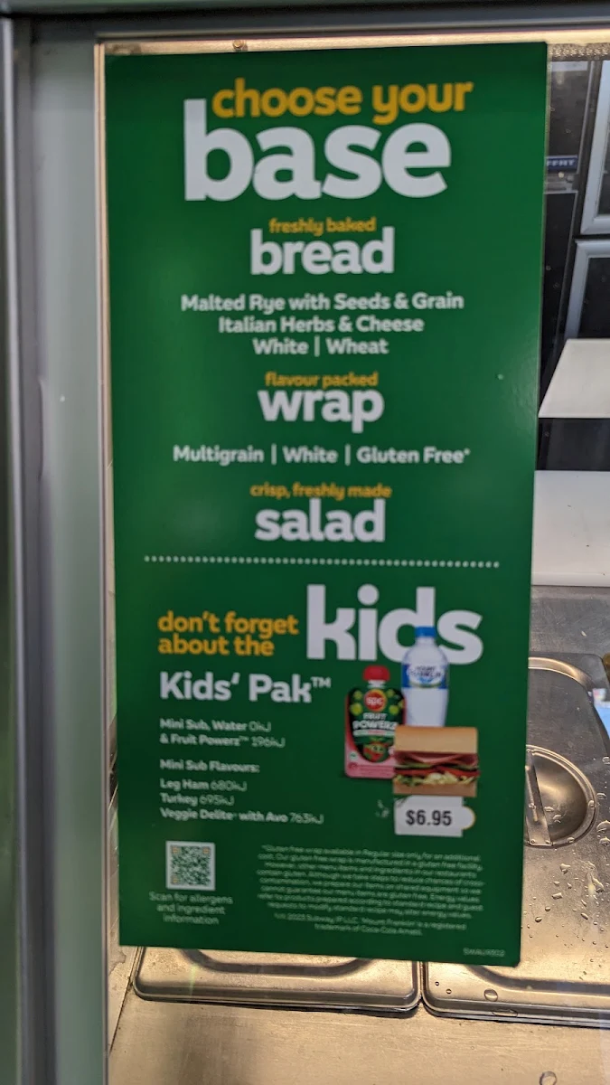 Menu, Subway