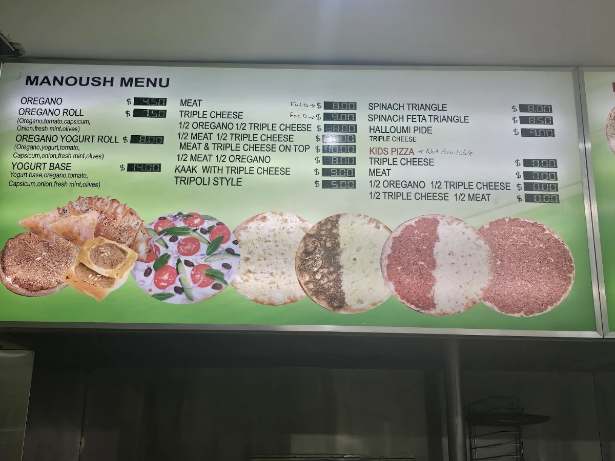 Menu, Zaitoune Lebanese Bakery