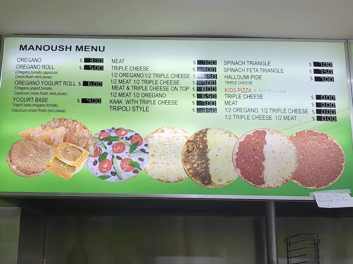 Menu, Zaitoune Lebanese Bakery