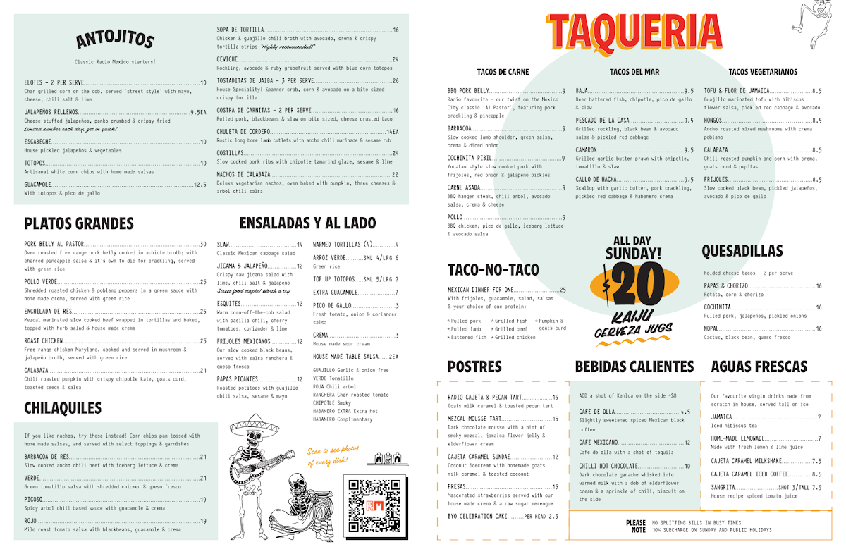 Menu, Radio Mexico