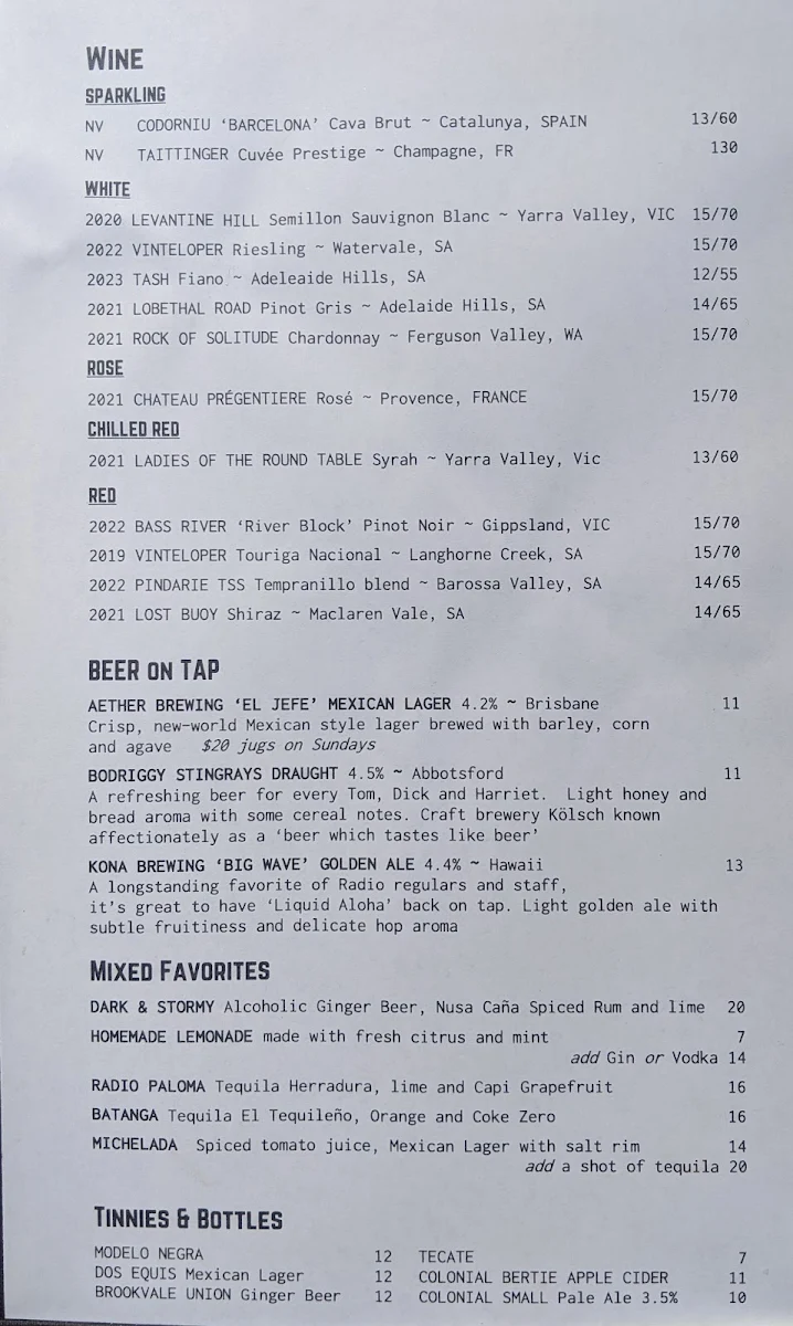 Menu, Radio Mexico