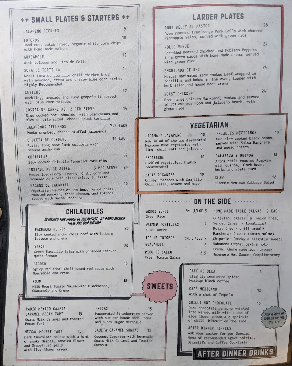 Menu, Radio Mexico